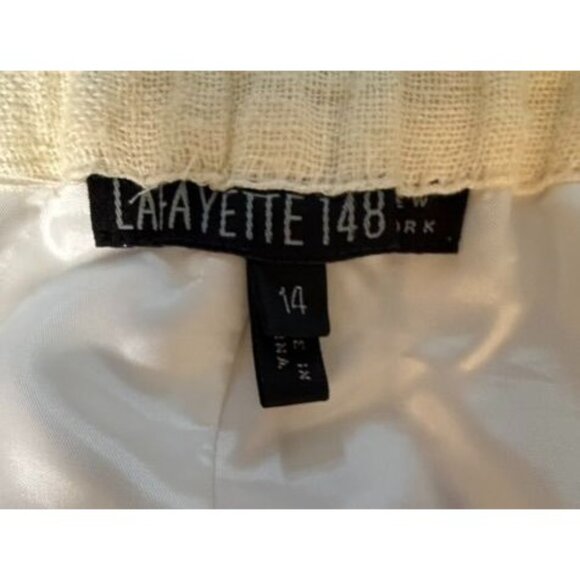 Lafayette 148 Linen Pants Size 14 | Ivory Ombre Hem Coastal Grandma Resortwear - Picture 3 of 6